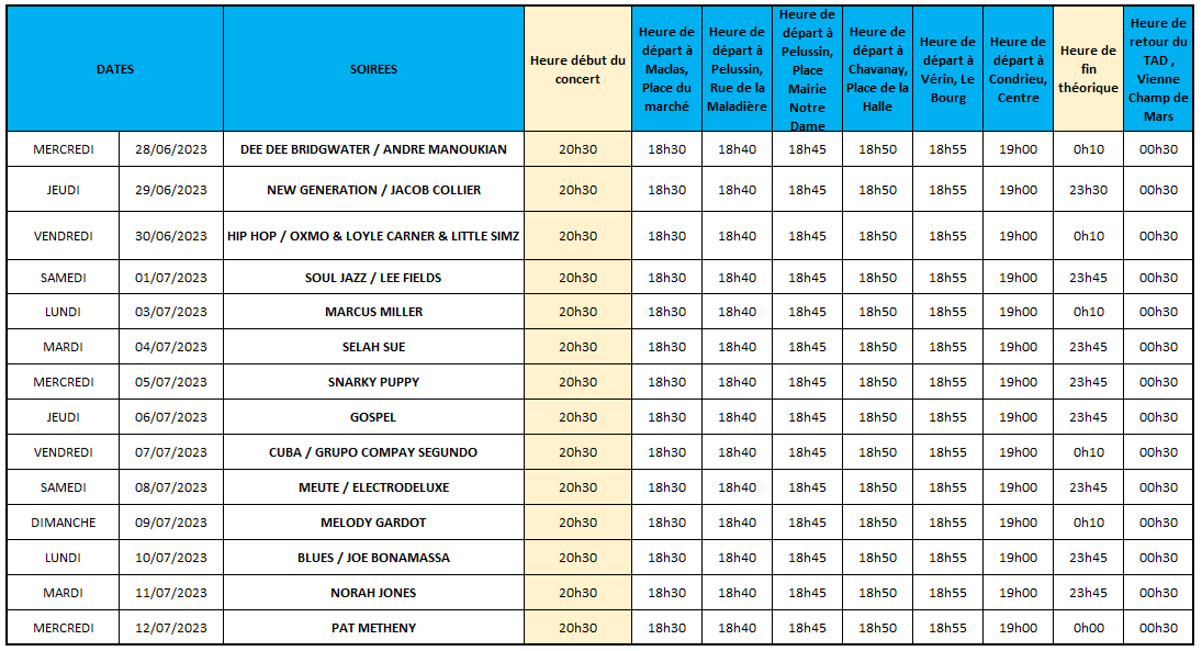 Horaire du car
