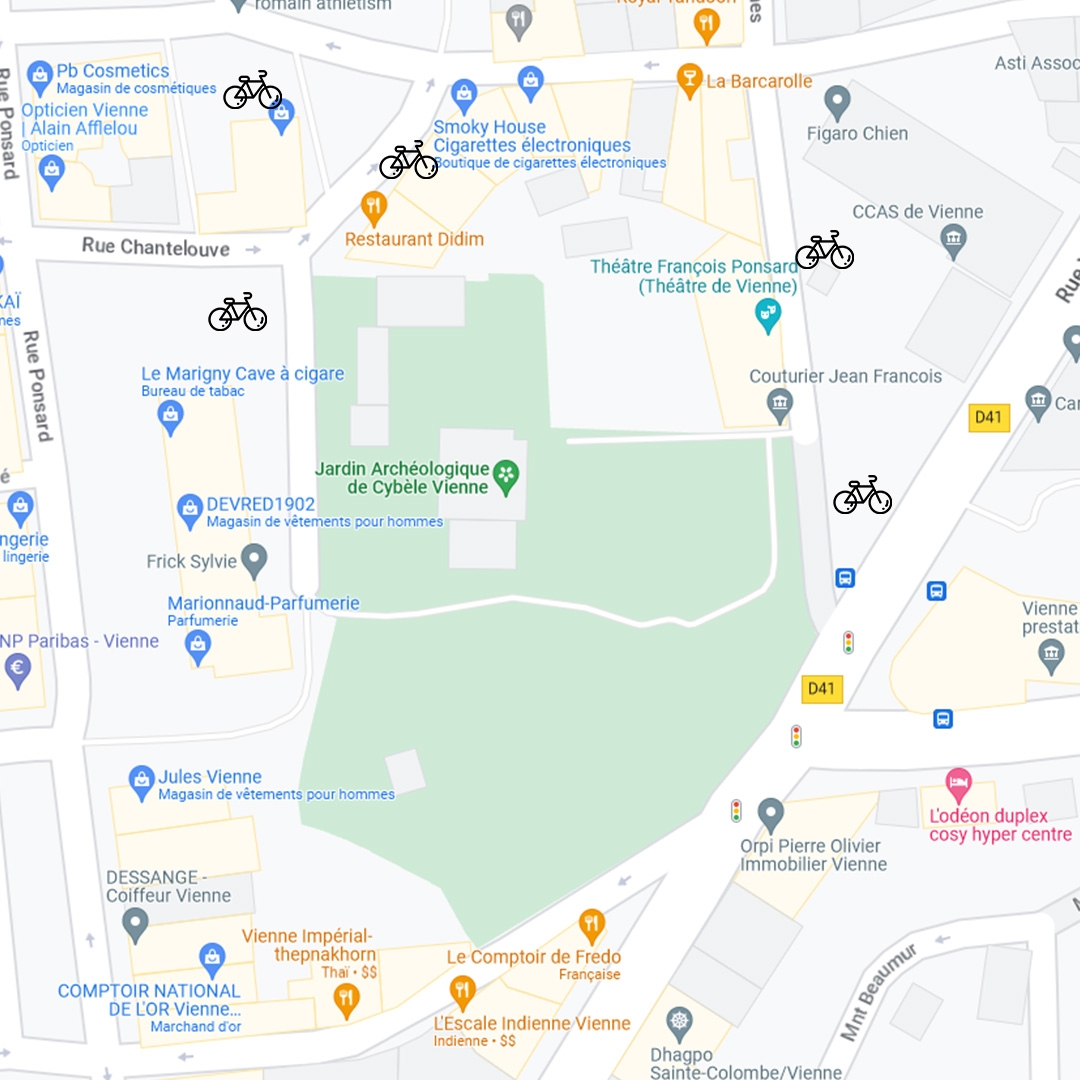 Carte des parkings à vélo autour de Cybèle Carte des parkings à vélo autour de Cybèle